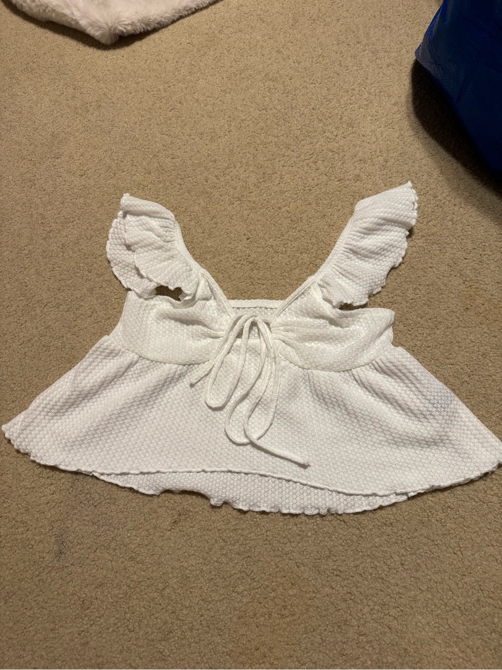 SHEIN White Ruffle Tie-Front Camisole